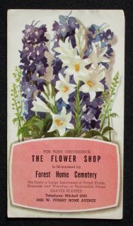 1950s Advertising Flower Shop Forest Home Milwaukee Wi