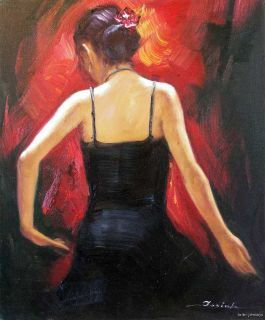 Spanish Flamenco Dancer Gypsy Brunette Oil Painting Art