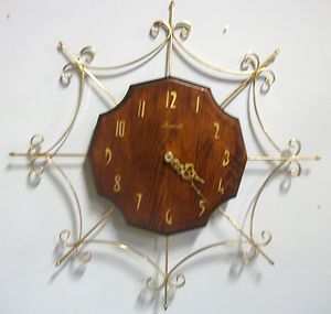   RETRO Mid Century Mod Cool Starburst Forestville BATTERY Wall Clock