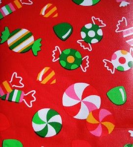  winter candy cane peppermints vinyl tablecloth flannel back all sizes