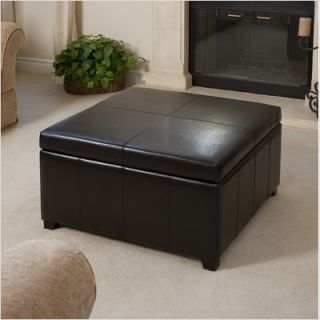 Nfusion Forrester Bonded Leather Square Storage Ottoman Brown 339626