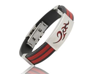  Friendship Stainless Steel Silicone Rubber Mens Bracelet Pattern