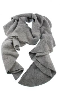 DKNY New Gray Wool Ruffle Scarf One Size BHFO
