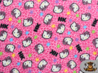 Fleece Printed Hello Kitty Pink Stars Fabric 58 Wide Sold by The