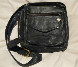 Vintage Fossil Purse Handbag   Navy Blue Leather with Key   75082