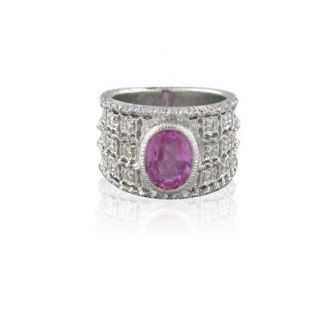 EGL Certified 18K Gold Pink Sapphire Diamond Ring FV12A