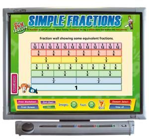 Simple Fractions Math Interactive Whiteboard SMARTBOARD