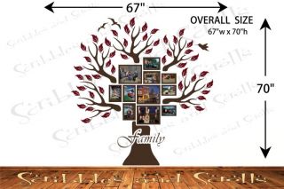 Tree w/ Photo Frames 2 Wall Decal Sticker Family Branch Art Word