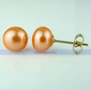  freshwater orange pearl stud earrings beautiful elegant pearl jewelry