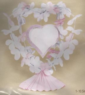 Flower Centerpiece Wedding Table Heart Pink Fabric New