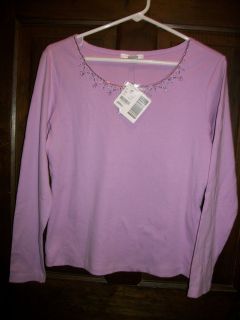 NWT Petite Sophsticate Size Small Lavender Top With Sequenced Trim