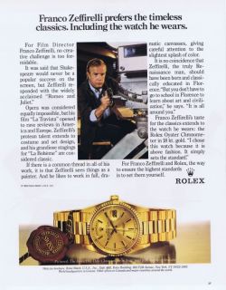 1980s Print Ad Rolex Watch Franco Zeffirelli