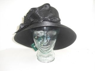 Frank Olive Black Paper Straw Church Kentucky Derby Womens Hat One