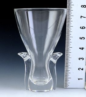 Attractive Steuben Hand Blown Glass Crystal Lyre Vase