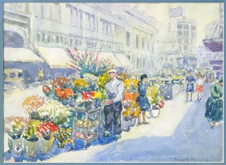Frank A Brown Street Vendors New York Watercolor