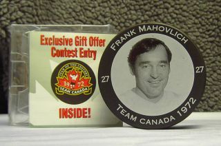 Team Canada 1972 Frank Mahovlich 27 Hockey Puck New