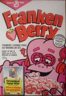 Franken Berry Cereal Box 1982 Fruit Brute Yummy Mummy Boo Berry Kaboom