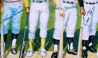  RUN HITTERS RON LEWIS SIGNED 21 X 38 LITHOGRAPH (11) MANTLE,WILLIAMS