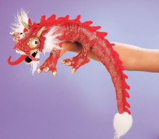 Folkmanis Puppets Red Chinese Dragon Plush Hand Puppet