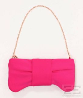 folli follie hot pink nylon bow clutch with chain strap new