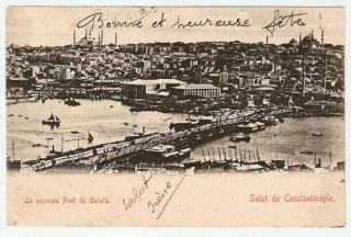 1913 PC Galata Bridge Constantinople Istanbul Turkey X