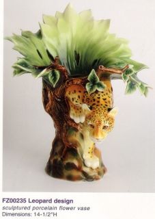 Franz Porcelain Leopard Beauty Vase Leopad Design FZ235