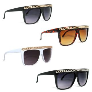  Top Chain Sunglasses Large Lens Retro Trendy Full Color Options