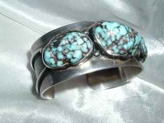 FRED SKAGGS Hand Made Vintage Sterling Turquoise Cuff Bracelet