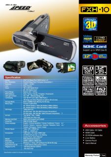 SPEED FX H10 3D Full HD DV Camera 3D Image Capture & Playback 3.2”3D