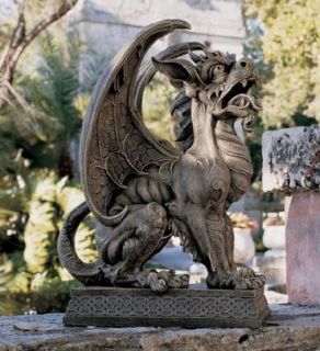 Gothic European Gargoyle Statue Medieval Glaring Gaze Garden Sculpture