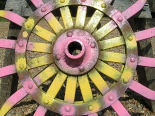 Old Iron Garden Wheel Rotary Tiller Art Decor 2082