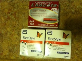 Freestyle Lite Blood Glucose Testing Stips 100 Lancets