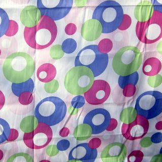 Pandora Fabric Shower Curtain Pink Purple Green Circles Bubbles White