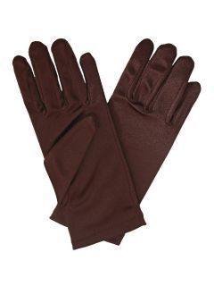 Girls Chocolate Brown Long or Short Formal Satin Gloves