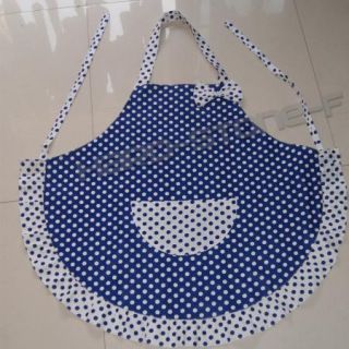  Princess Dot 2 Layers Apron with Pocket for Cooking Uniform Blue