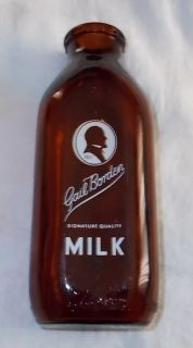 One Quart Gail Borden Bordens Milk Bottle Duraglas 9 64 Amber Brown