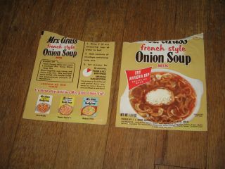 Vintage Food Mrs Grass 1959 French Onion Soup Envelope Box 2 Items