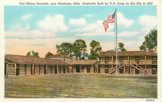 OK Muskogee Fort Gibson Stockade US Army 1940s T17929