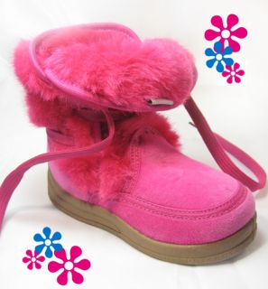  Fuchsia Furry Shearling Kids Toddler Winter Boots