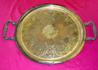 Heavy Sheridan Silver on Copper 12 5 Tray Antique Vintage Round