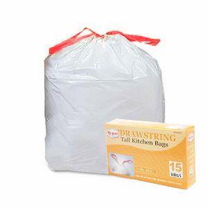 360 13 Gallon Drawstring White Tall Kitchen Trash Bags