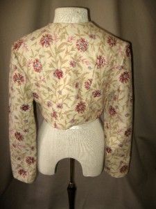 Frostfrench Beige Bolero Jacket w Sequin Flowers Sz 4 US 6 UK