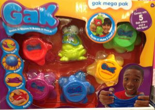  GAK Mega pak 5 colors + gak splat. HUGE pack foam slime goo