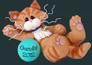 gandhi the orange tabby kitty cat personalized christmas ornament by