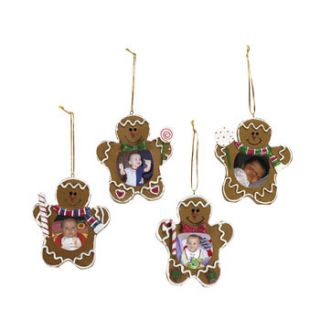 Resin Gingerbread Man Photo Frame Ornaments. 4 Assorted styles.