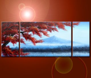 60 Red Cherry Blossom Fuji Signed Original Modern Abstract Art Oil