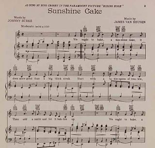BING CROSBY Riding High SUNSHINE CAKE Burke & Van Heusen 1950 Sheet