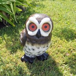 New Garden Solar Owl Light for Outdoor Use Sun Powered No Wires Scary