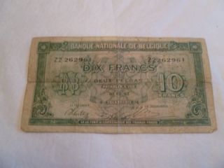 Belgie Belgique Belgium Tien (10) Frank Bank Note Paper Money