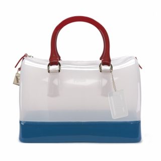 Furla Candy Bag Jelly Satchel Purse Tricolor Red White Blue Opaline